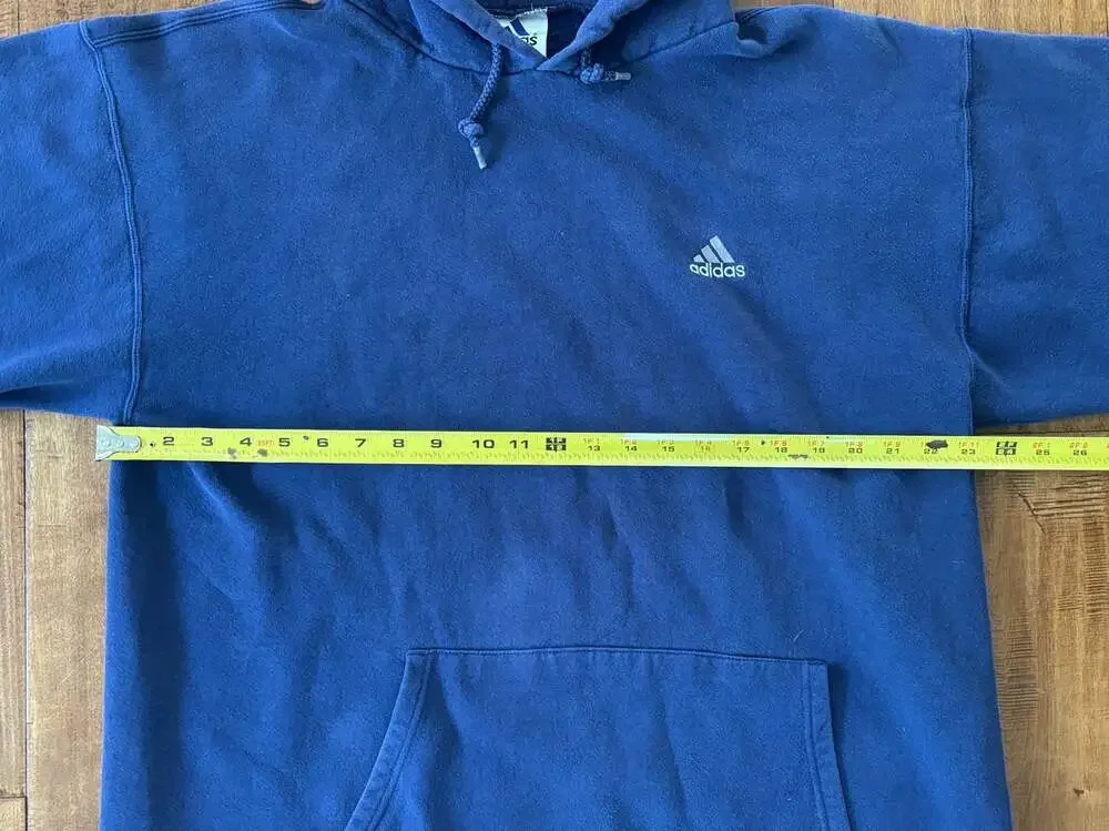 Vintage Adidas Embroidered Logo Pullover Hoodie Blue